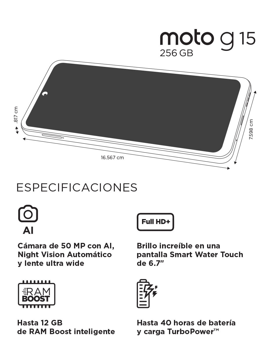 MOTO G15 256GB, GRIS MOTOROLA SMARTPHON