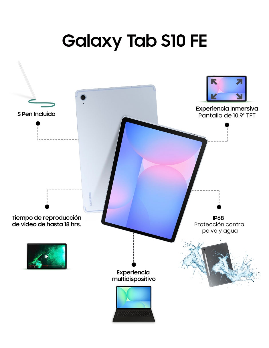 Tablet Galaxy Tab S10FE 10.9 pulgadas 128 GB de almacenamiento de 8 GB RAM 5