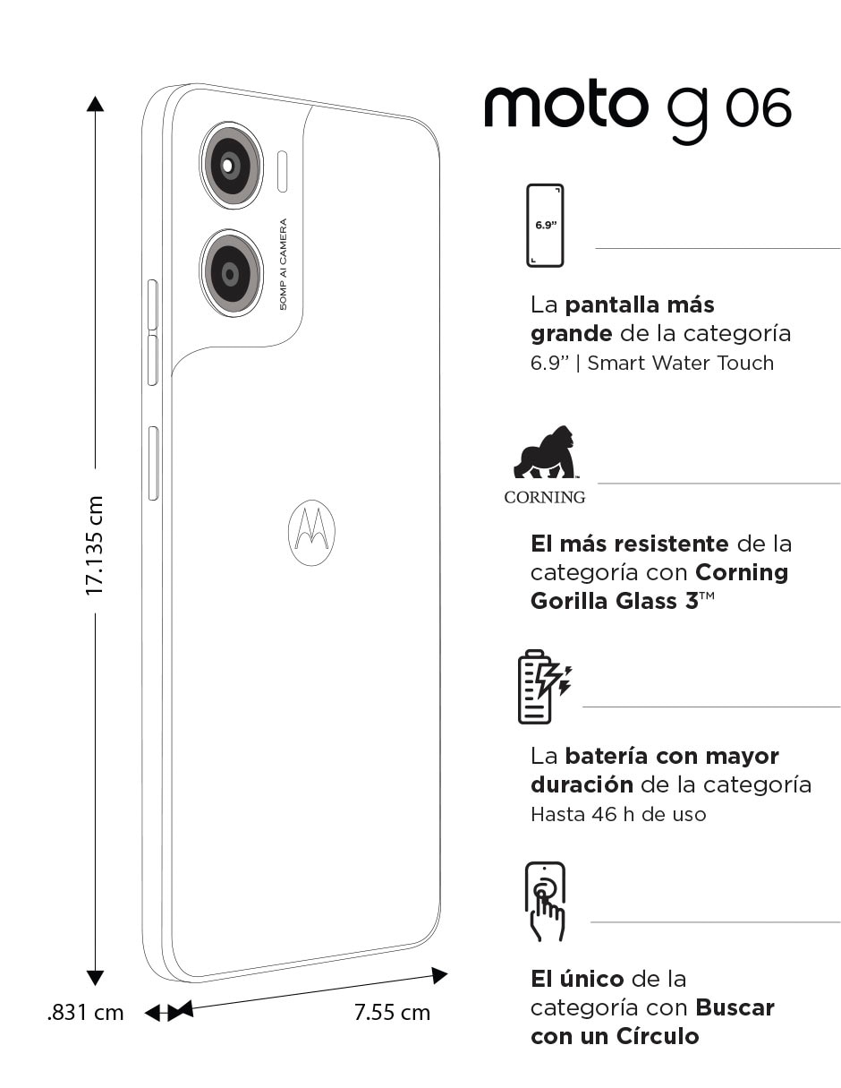 Motorola Moto G06 128gb LCD 6.88 pulgadas Telcel